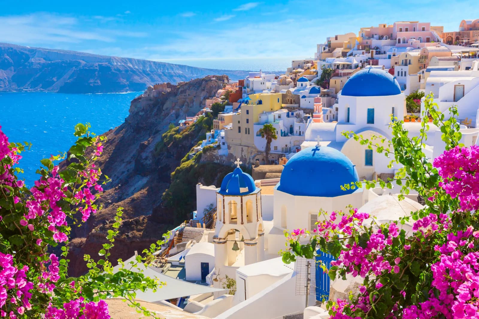 Whitewashed cliffs of Santorini, Greece